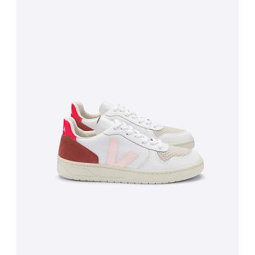 Veja V-10 LEATHER Tenisky Damske White/Red | SK 639BEX